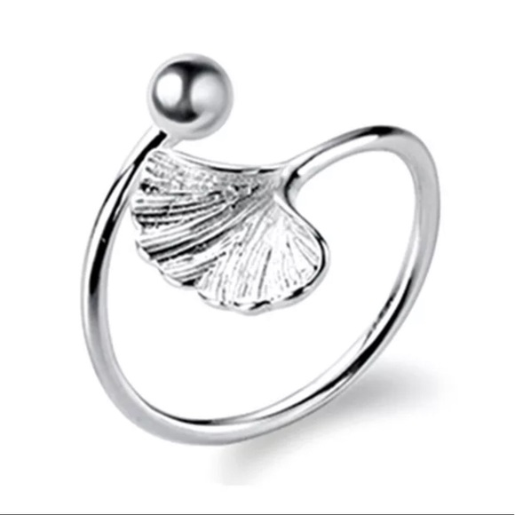 925 Sterling Silver Ginkgo Leaf Ring - Picture 2 of 8
